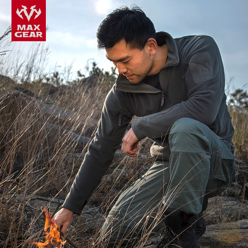 狼之语james抓绒衣男秋冬款户外登山防风保暖抓绒衣开衫运动外套 狼