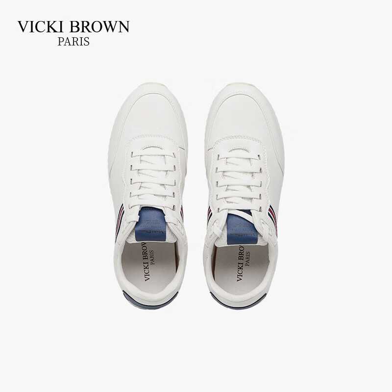 未毕（VICKI BROWN）法国品牌VB男鞋【胜利系列】低帮皮鞋简约百搭舒适防滑户外休闲鞋 白蓝 40 (250mm) 欧码