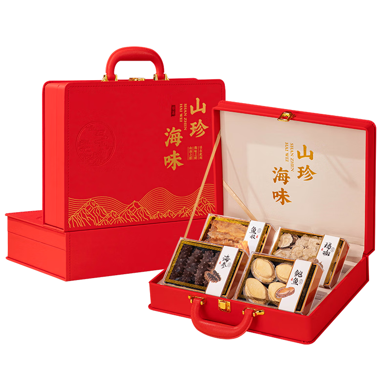 甄菌子山珍海味海参鲍年四拼礼盒海鲜干货年货送滋补礼品长辈 源头直发