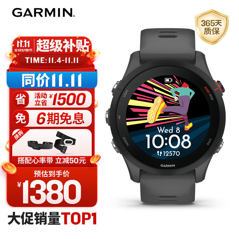 佳明（GARMIN）Forerunner255专业跑步户外运动智能手表多星定位心率血氧 神秘灰