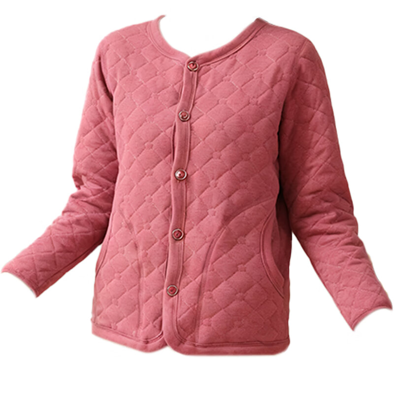 古今（GUJIN）女士保暖上衣夹棉加厚内搭加绒外套开衫秋冬防寒中老年100绵羊毛 紫色-100%羊毛 （蓄热保暖） XL 【推荐45-55kg】