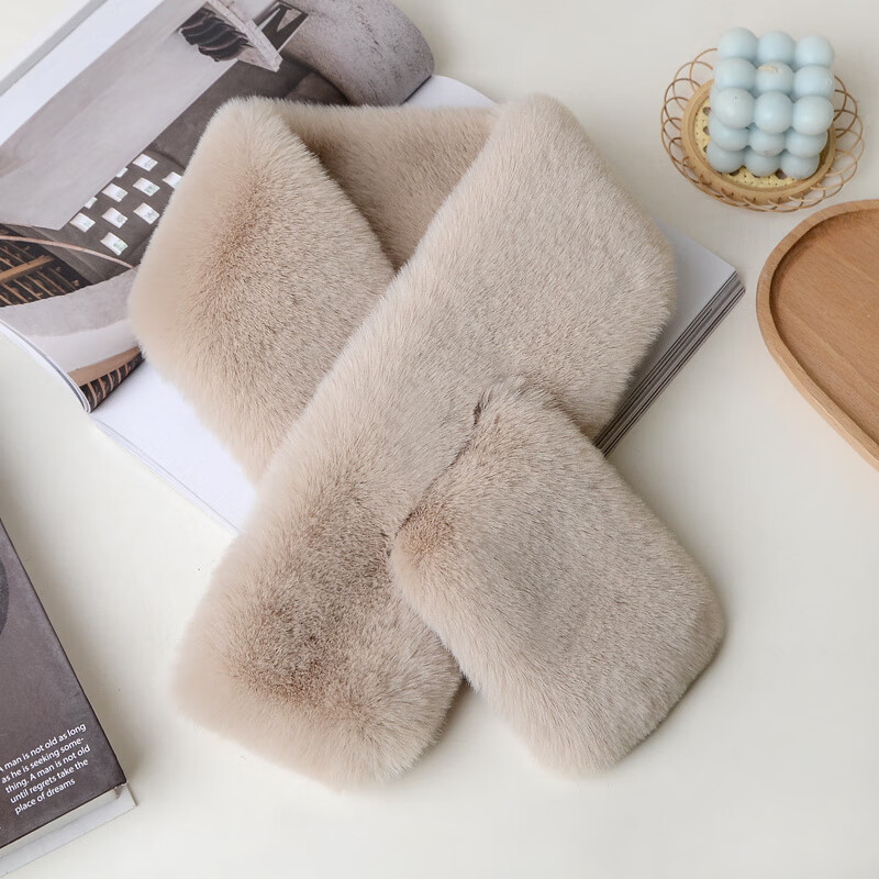 TUTORGOOSE高品质柔软亲肤皮草围巾围脖秋冬季保暖加厚韩版仿兔毛领巾礼物 黑色 双面加绒加厚围巾