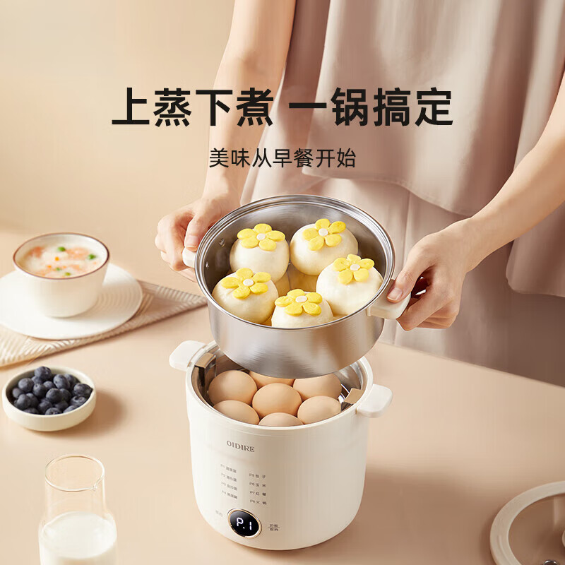 SEBAMHO 香巴赫德国煮蛋器自动断电家用小型烹饪机煮鸡蛋机神器2025新款蒸蛋器 双层 蒸笼款【一键溏心蛋-304无缝内胆-预约定时】