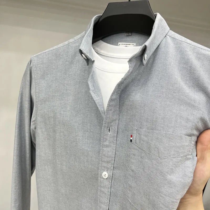 TOMMY JEANS汤米春秋纯棉长袖衬衫男装休闲纯色衬衣打底衫长袖T恤牛津纺衬衣 粉色 XL 140-160斤