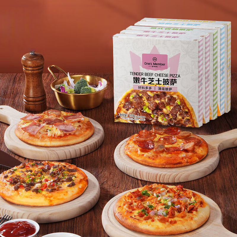 1号会员店多口味披萨组合套装(2牛肉 香肠 鸡肉 培根 4种口味)850g(5片装)