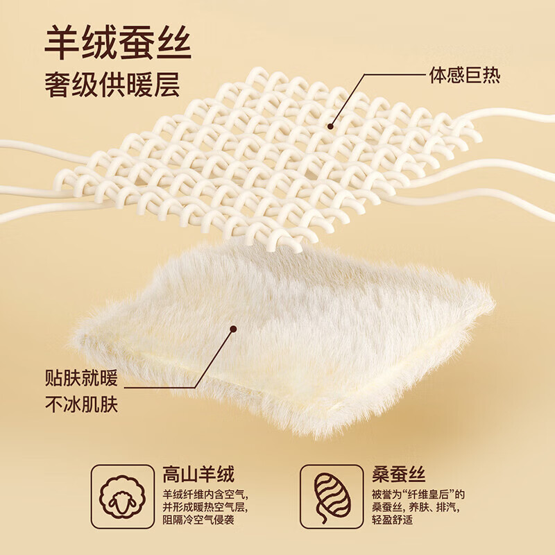 芬腾保暖内衣女2025秋季新款含羊毛蓄热保暖锁温长袖打底衣秋衣秋裤 杏色 L