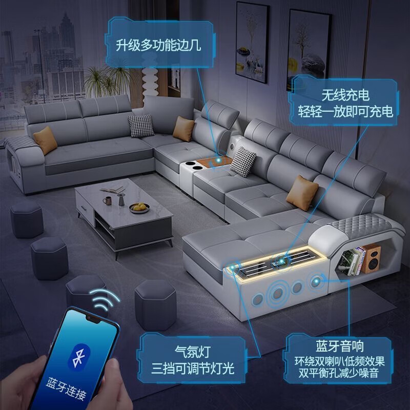 御巢盛2025新款沙发客厅可拆洗猫抓皮储物现代简约免洗整装布艺沙发组合 海绵款坐垫猫爪皮面料[颜色备注] U型七件套 4m