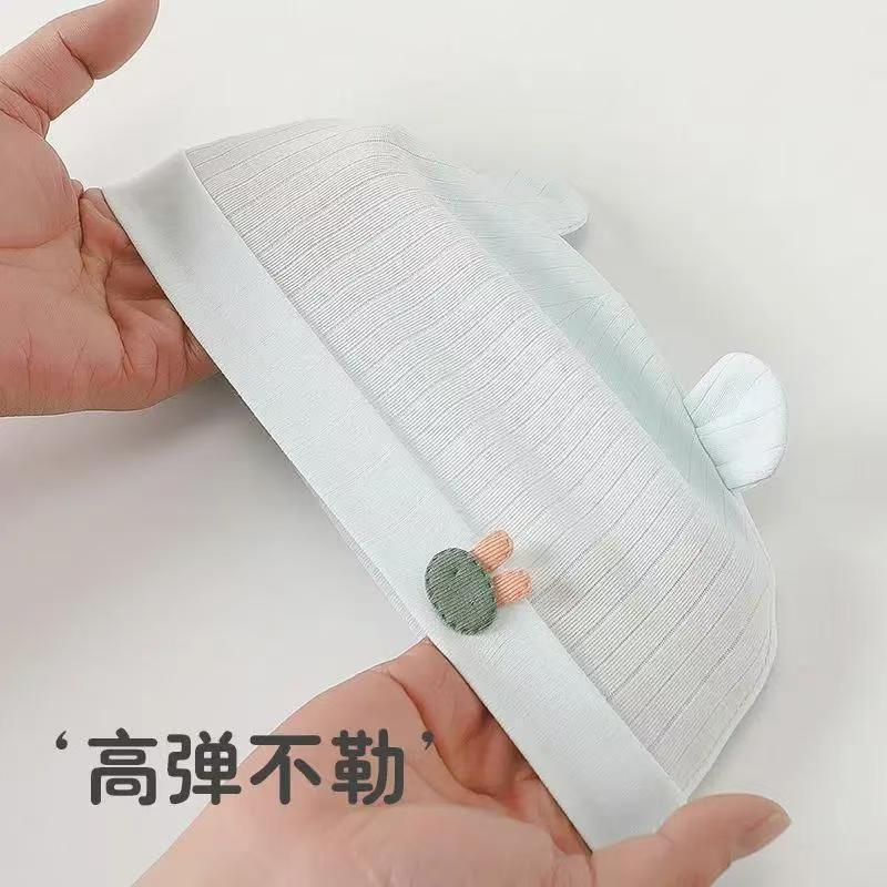 彩虹房子新生婴儿帽四季男女初生0-3月满月幼儿护头囟门宝宝胎帽合集 抽条熊兔棉胎帽浅黄色-0-3个月（30-38cm） 四季双层 参考备注，以宝宝头围为准
