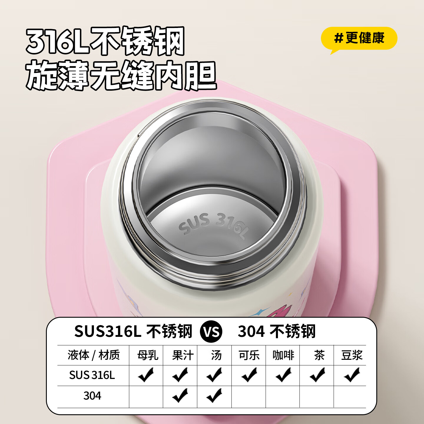 迪士尼(Disney)儿童保温杯316L吸管双饮直饮水壶350ml男女小学生专用水杯 史迪奇350ml