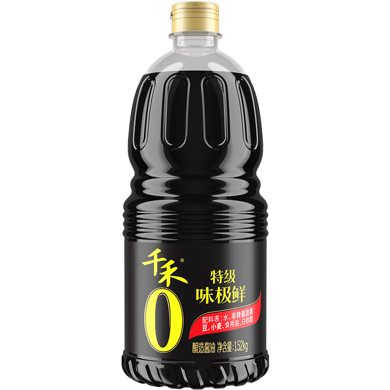 千禾特级味极鲜1.52kg【0添加特级生抽】酿造酱油炒菜凉拌提鲜调味