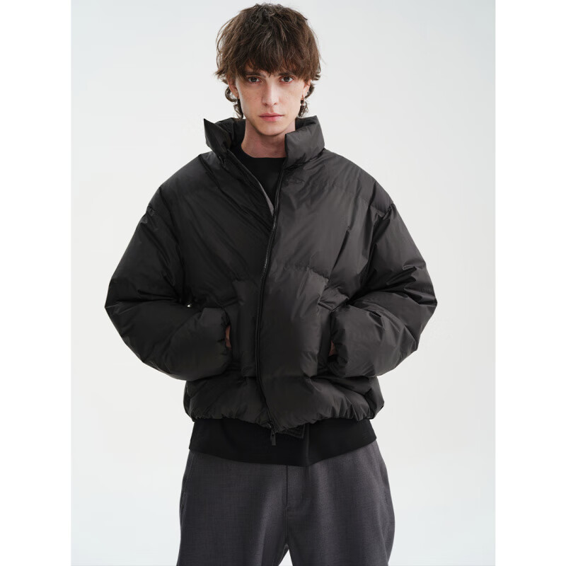 MIDASHAND 2025新款高街羽绒服男纯色90白鸭绒宽松休闲百搭加厚立领外套 杏色 M (身高164-174cm)