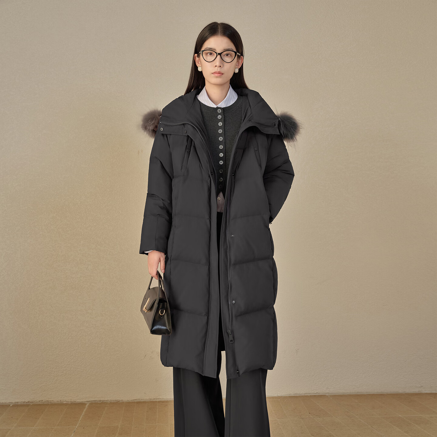 A.YILIAN【商场同款】阿依莲高端加厚羽绒服女25冬季新款外套 终极灰 S