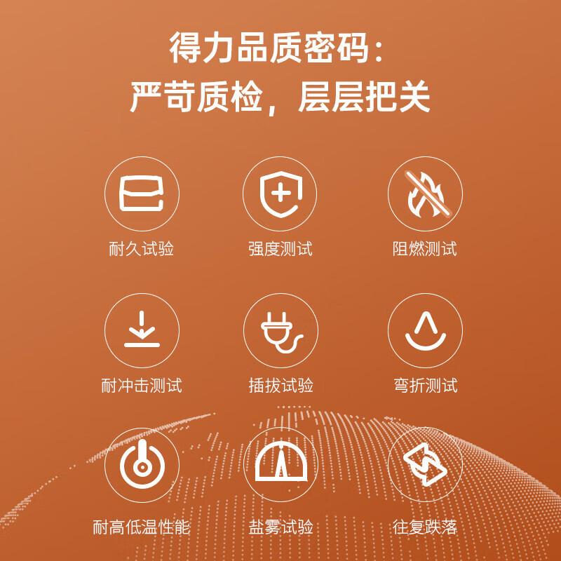 得力(deli)【5年质保/国标3C认证/儿童保护门/阻燃外壳】插排 电源 插座 插线板 排插 插板 拖线板 接线板 【8位5孔/全长1.8米】LU9052插排