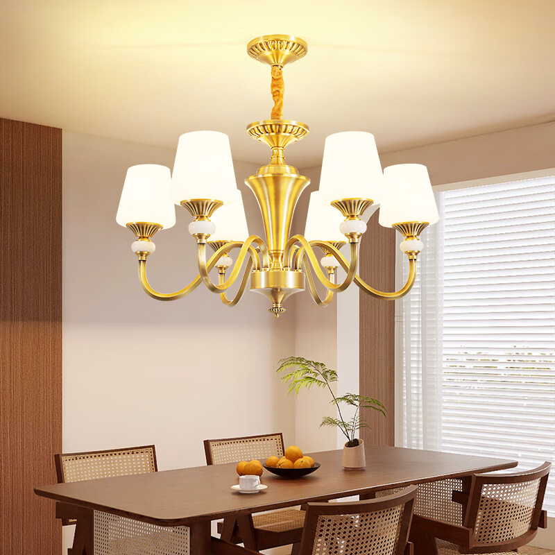 青銅時(shí)代美式吊燈客廳全銅吊燈美式復(fù)古餐廳臥室別墅大廳吊燈歐式吊燈中山 全銅吊燈-6頭直徑73cm高42cm