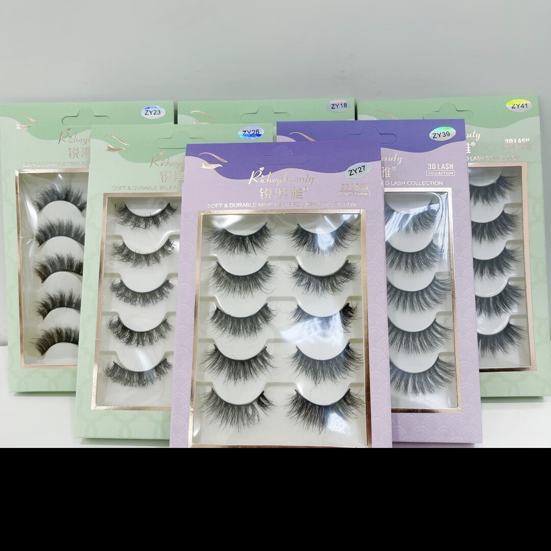 新款8d网红纤维蛋白丝睫毛5对凌乱爆炸款自然纤长交叉浓密假睫毛 5对