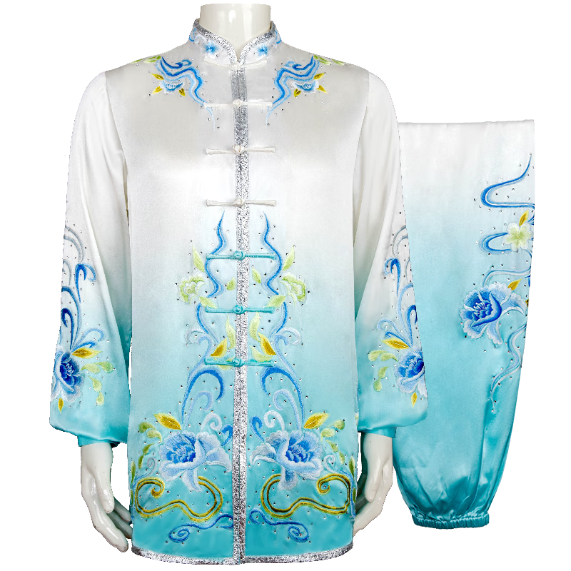 大業(yè)亨通大業(yè)亨通太極服女真絲新款武術(shù)表演服裝高端比賽專用太極競賽服 真絲款 【定制款，15天左右發(fā)貨】 DZ 【聯(lián)系客服 量身定制】