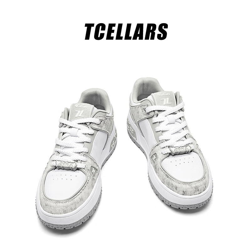 Tcellars板鞋男鞋2025冬季新款轻奢涂鸦潮鞋低帮厚底复古百搭休闲鞋子男款 复古灰（Tpai） 42