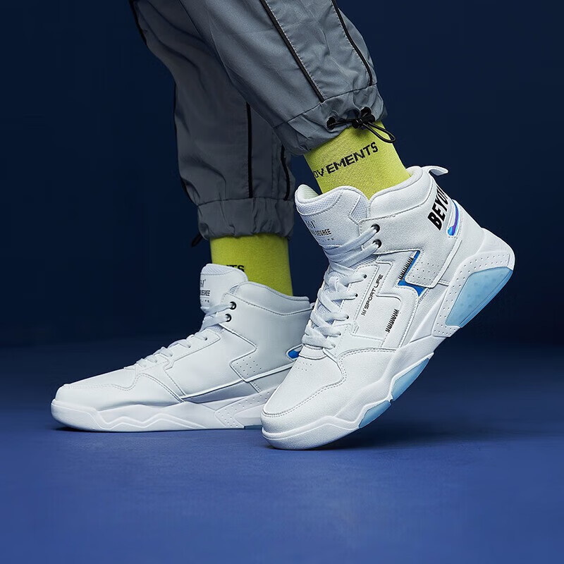 361°男鞋运动鞋猎刃高帮板鞋男秋冬季保暖复古气质休闲学生板鞋子男 361度白/冰川蓝【6615】 41