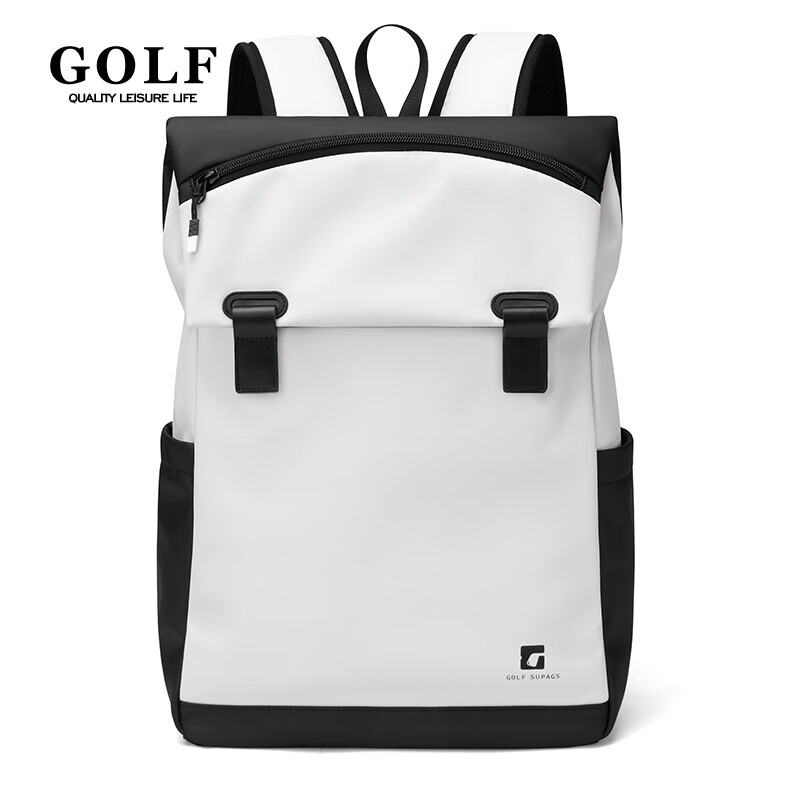 高尔夫（GOLF）双肩包男士学生书包电脑包女防泼水大容量旅行背包【Q】 黑白配