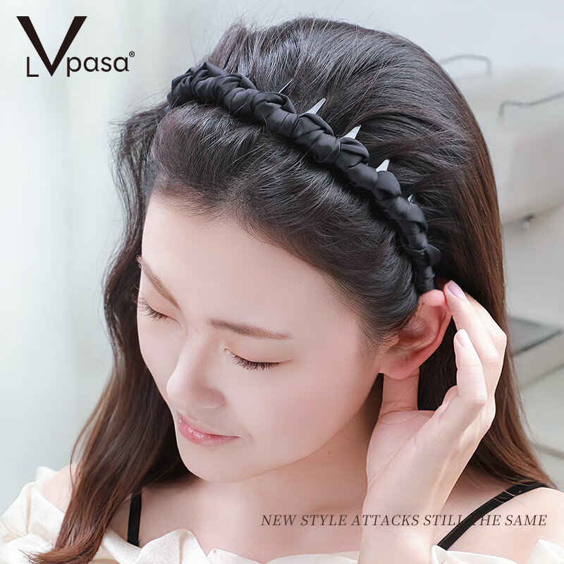 LVPASA高颅顶波浪发箍女2025新款带齿防滑洗脸不压发头箍显脸小发卡头饰 【深咖色】发箍