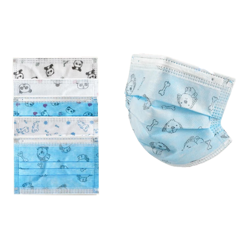 康诺迩一次性婴童口罩三层加厚平面款防尘防风防细菌舒适不勒耳 【5-12岁】100支卡通图随机发