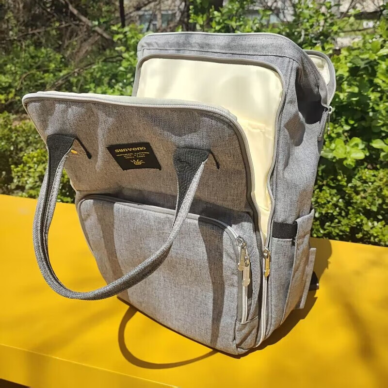 三美嬰（SUNVENO）【4111人收藏】母嬰包大容量媽媽包外出時(shí)尚手提雙肩包媽咪包母嬰 質(zhì)感灰