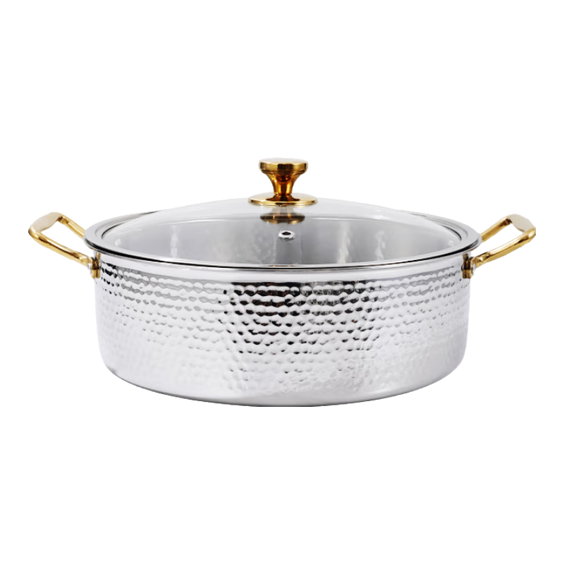 百暢特厚316不銹鋼鴛鴦鍋火鍋專用鍋具家用電磁爐湯鍋大容量涮火鍋盆 三層鋼特厚【銀色】鴛鴦火鍋 30cm