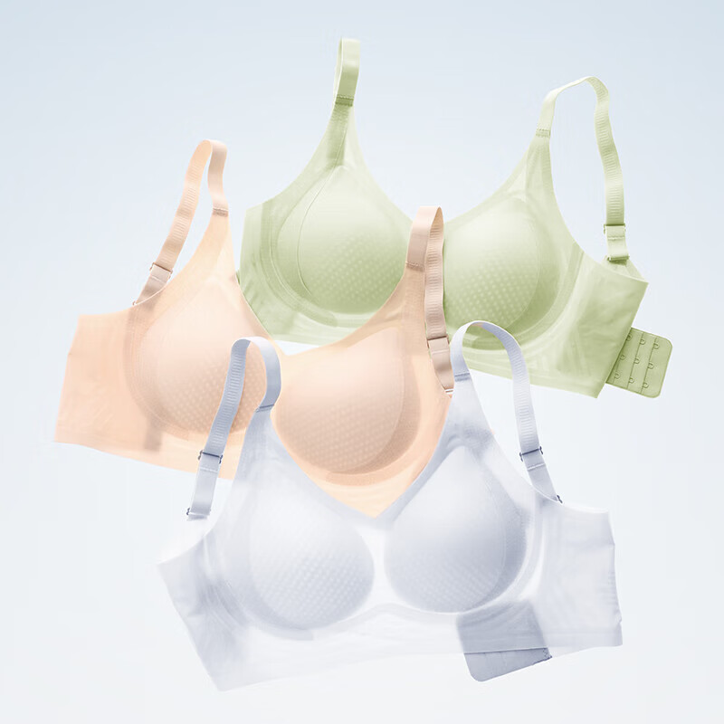 芬腾舒适聚拢防下垂收副乳透气无钢圈大胸小胸一体式女士粉底液文胸罩 0662浅肤 【大胸显小凉感】 L 【推荐80AB】