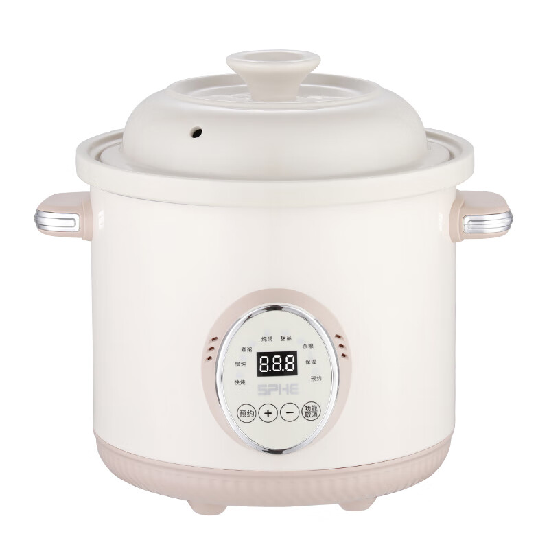 SPHE正品苏泊电炖锅家用陶瓷煲汤炖汤粥煮粥砂锅全自动辅食燕窝炖盅 6L 镀金白瓷预约款【自动保温】