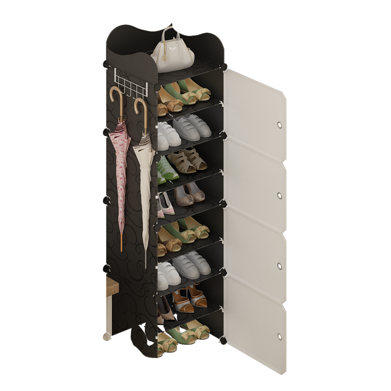 蔻丝门口超薄小鞋柜进门简易鞋子架子多层宿舍家用防尘鞋子收纳北欧风 1列8层