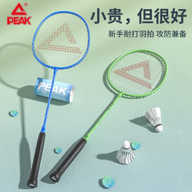 匹克羽毛球拍超轻对拍攻守平衡成人学生练习球拍耐打铝合金初学者入门 防断线耐打对拍丨蓝绿丨赠3球2手胶 羽毛球拍套装