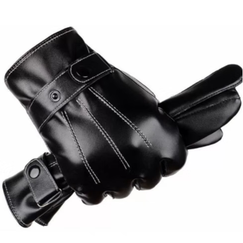 卫墨墨皮手套男女加绒加厚冬季保暖棉骑车户外摩托电瓶车滑雪触屏秋骑行 黑色-带扣三线款-1双 无规格