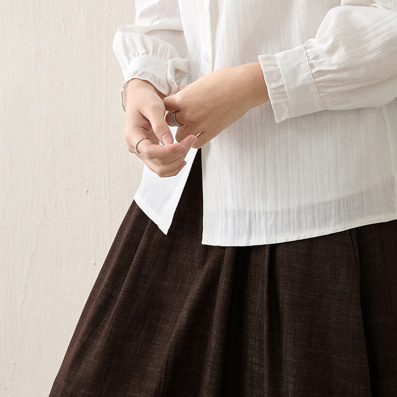 子牧棉麻2025秋冬装 女文艺百搭木耳边白衬衫长袖叠衬衣宽松上衣1628 白色 L (建议115-125斤) 子牧棉麻2025秋冬装 女文艺百搭木耳边白衬衫长袖叠衬衣宽松上衣1628 白色 L (建议115-125斤)