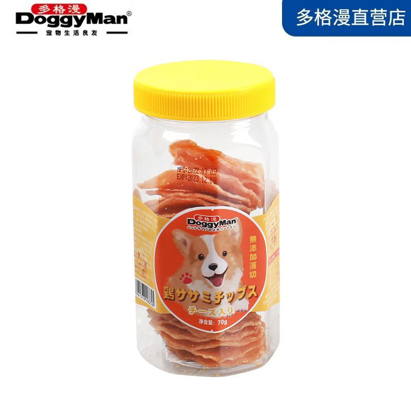 多格漫薄切酥脆低溫烘干肉片寵物狗狗零食雞胸肉干鴨胸肉小型犬用 薄切酥脆醇香奶酪夾芯薄脆片雞胸肉 70g