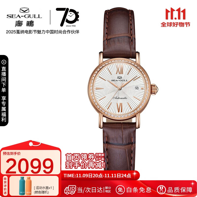 海鸥（SEAGULL）手表女士自动机械表 小玲珑女士手表 生日礼物女表319.17.1046L
