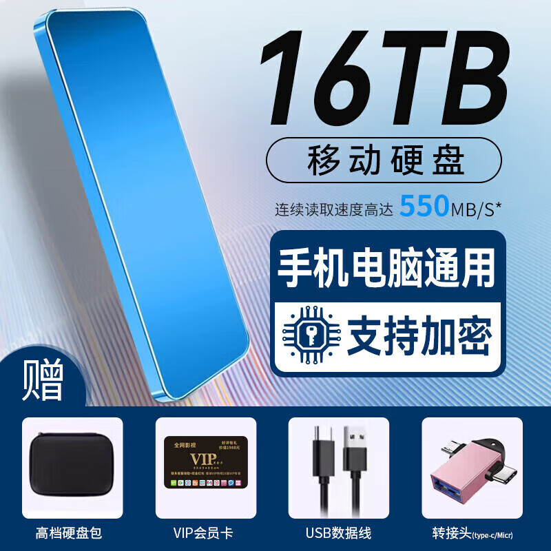 希捷（SEAGATE）通用移動硬盤固態(tài)存儲4T高速8T讀寫便攜外接硬盤 藍色穩(wěn)定傳輸+五年質(zhì) 16TB