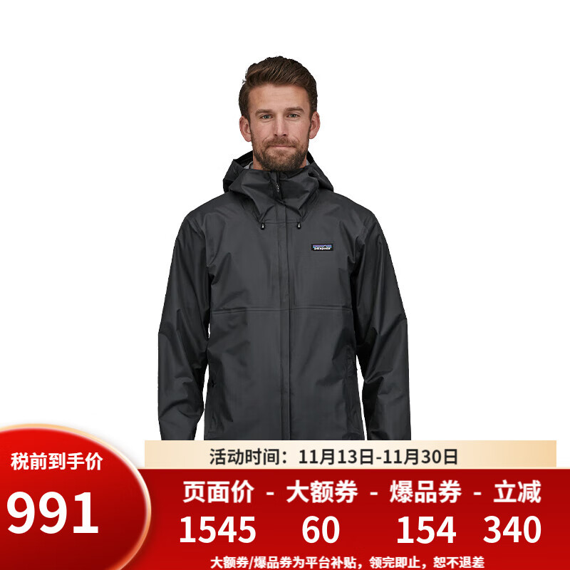 巴塔哥尼亚（Patagonia）男女防水潮流冲锋衣 Torrentshell3L  85240/85241-男款BLK-黑色 M