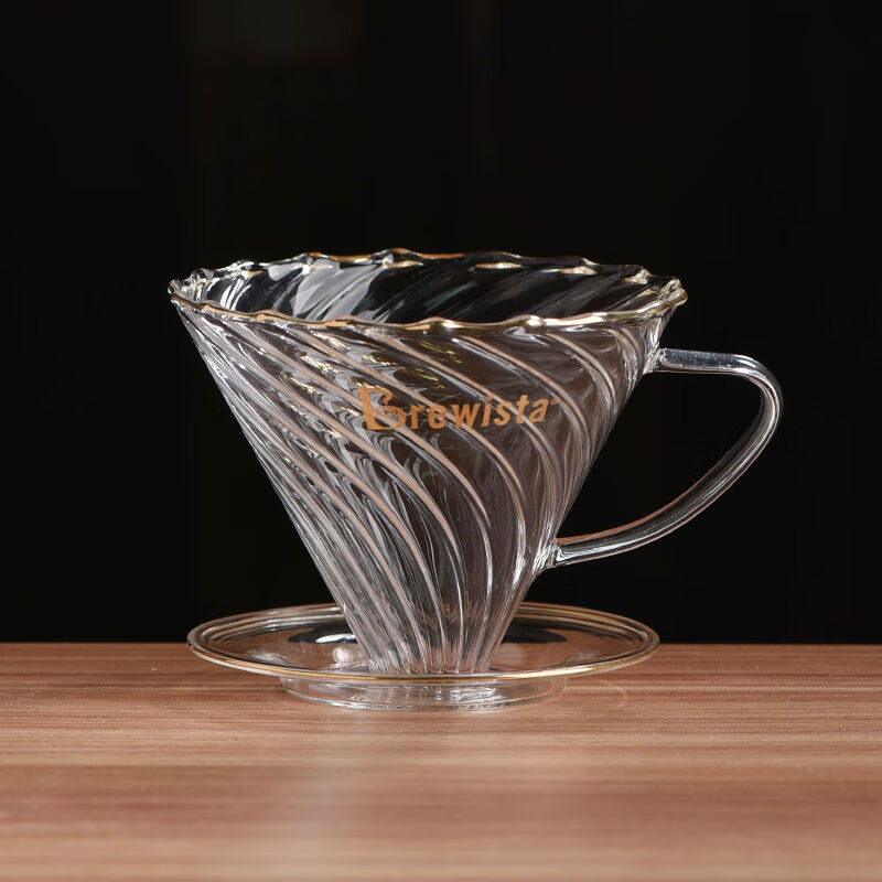 BREWISTA手沖咖啡壺玻璃濾杯耐高溫V型過(guò)濾器分享壺套裝咖啡器具 描金濾杯送40片01號濾紙