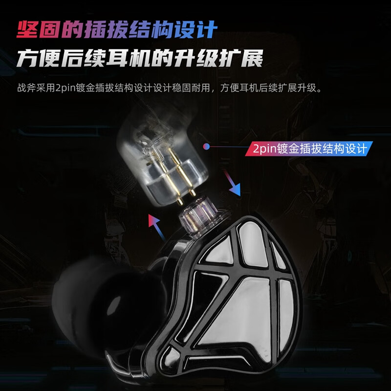 KZ【YOLO专属】Axas战斧 入耳式有线电竞游戏耳机FPS专属HIFI音效适用于三角洲吃鸡无畏等FPS游戏 黑色带麦【声卡版C口】