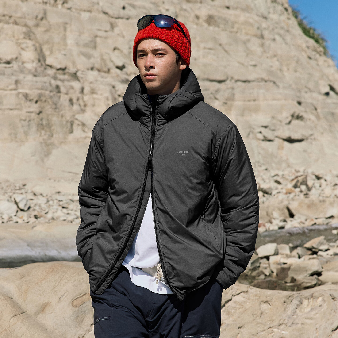 RESTICK铁臂2.0 100G金标P棉primaloft棉服男冬季户外保暖连帽外套防寒服 黑色- 印花版 L