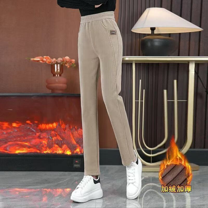 【冬季爆款】25年秋冬新加绒加厚女士哈伦裤 显高显瘦高腰遮肉 【显腿细显腿长】燕麦色（加绒款） 2XL 【建议100-120斤】