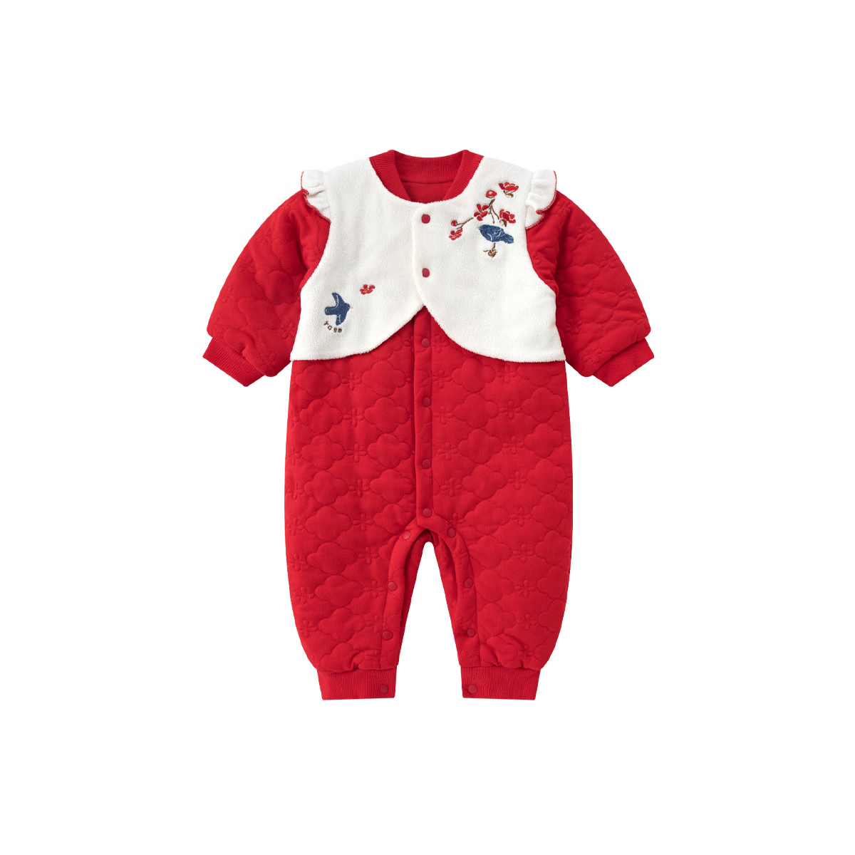aqpa婴儿秋冬棉服连体衣哈衣夹棉保暖【连体棉服集合】 春红福至3号 80cm