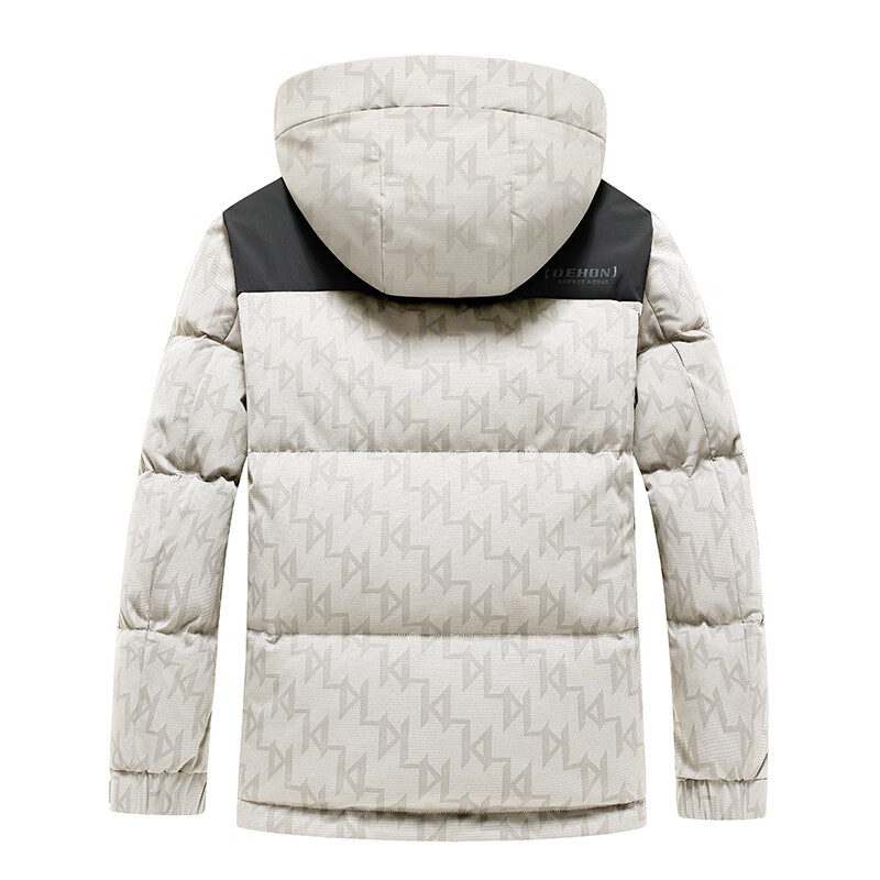 FEAE官方品牌连帽羽绒服男户外休闲冬季时尚商务加厚保暖90鸭绒面包服 拼白色【新国标90%鸭绒】-千鸟格双色款 -官方正品 XL 码【体重 建议130-145斤】