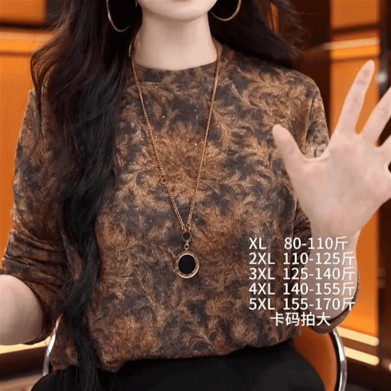 2025新款宽松设计感气质澳绒打底衫百搭时尚显瘦复古印花圆领卫衣 图片色 2XL 适合110-125斤