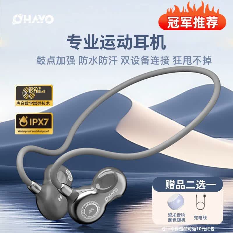雷登 OHAYO开放式不入耳蓝牙耳机挂耳式马拉松跑步骑行运动耳机气传导礼物耳挂 520情人节 礼物 银灰F5GY【360度全景音】