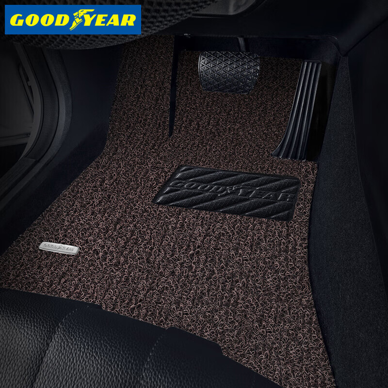 固特异(Goodyear)丝圈汽车脚垫适用于 咖色-18mm-五座专用 福特福克斯福睿斯蒙迪欧致胜金牛座