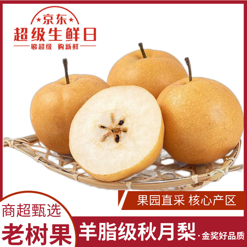 闽域寻鲜山东莱阳秋月梨【多地次日达】应季新鲜梨子水果秋月梨礼盒 5斤普箱（6-9枚）净重4.5斤