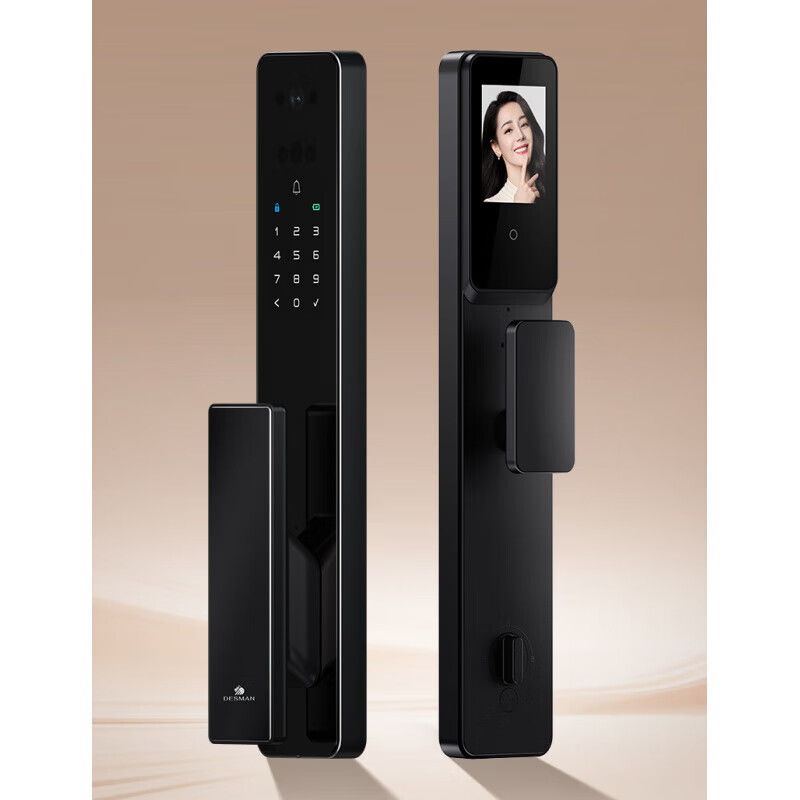 德施曼智能门锁3D人脸识别猫眼大屏指纹密码防盗智能锁小嘀 高端黑Q2FV