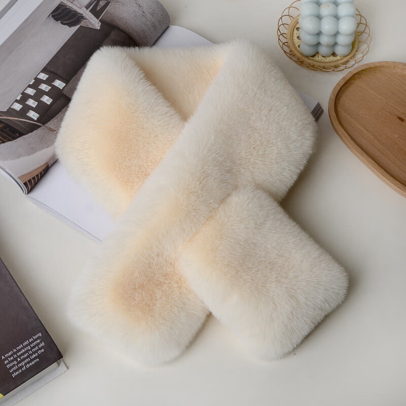 TUTORGOOSE高品质柔软亲肤皮草围巾围脖秋冬季保暖加厚韩版仿兔毛领巾礼物 黑色 双面加绒加厚围巾