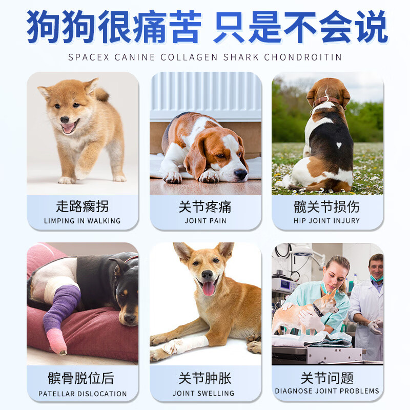 Spacex狗狗软骨素氨糖氨基葡萄糖胺营养膏关节髌骨瘸腿无力宠物犬用专用 【3支周期装】买2送1立省138元- 3支*1盒
